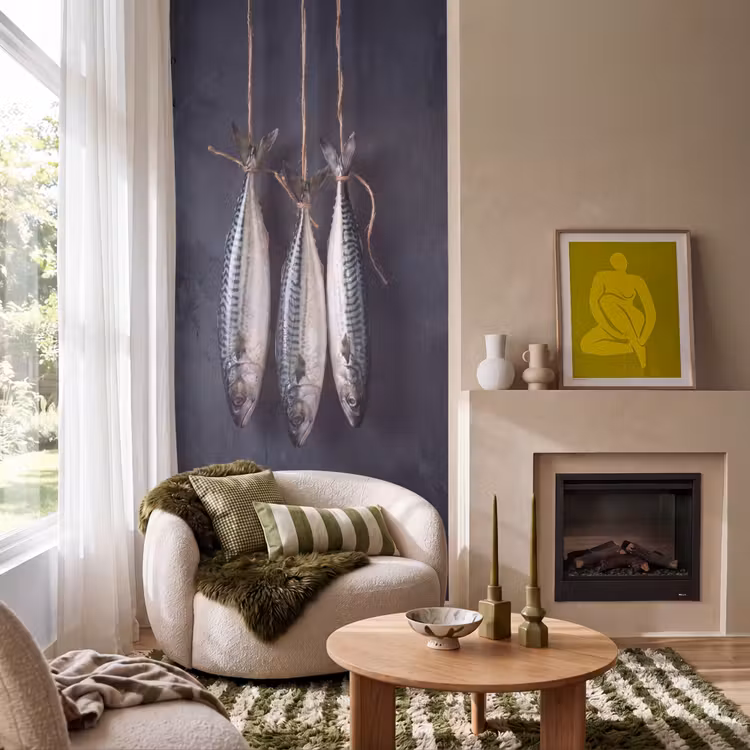 Behang - Drie vissen - Touw - Drie vissen - Touw Behang Vlies klein