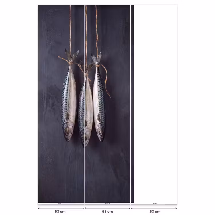 Behang - Drie vissen - Touw - Drie vissen - Touw Behang Vlies klein