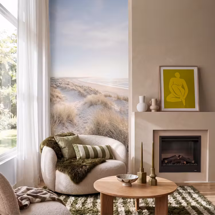 Duinen - Strand - Beige Behang Vlies klein -sfeer2