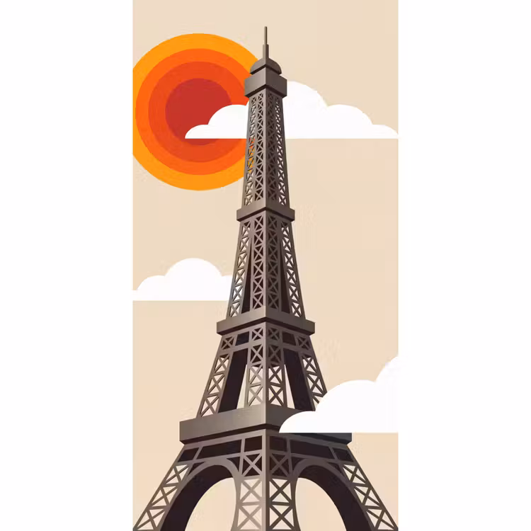 Eiffeltoren - Zon - Architectuur - Abstract - Beige Behang Vlies klein -3d_website