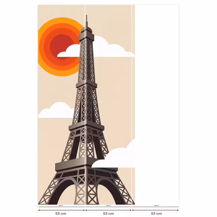 Eiffeltoren - Zon - Architectuur - Abstract - Beige Behang Vlies klein -USP_banen
