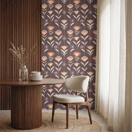 Elegant - Retro - Bruin Behang Vlies klein 1076 -sfeer1