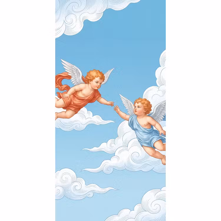 Engel - Vliegend - Klassiek - Blauw Behang Vlies klein -3d_website