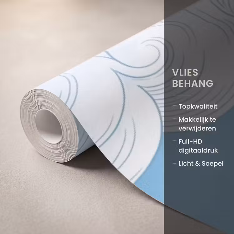 Engel - Vliegend - Klassiek - Blauw Behang Vlies klein -USP_closeupNL