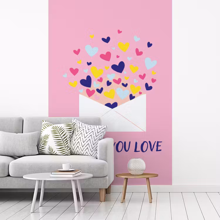 Envelop - Love - Hartjes - Valentijn fotobehang vinyl groot -woonkamer