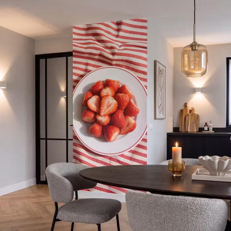Eten - Aardbeien - Fruit - Zomer - Rood Behang Vlies klein -sfeer3