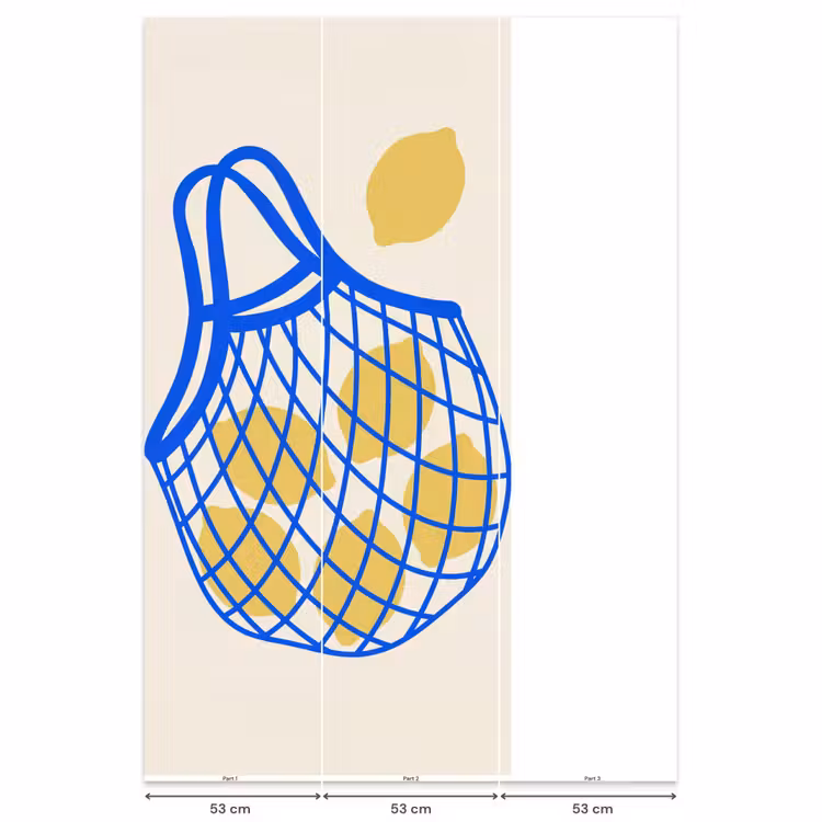 Eten - Citroen - Boodschappen - Abstract - Geel - Blauw Behang Vlies klein -USP_banen