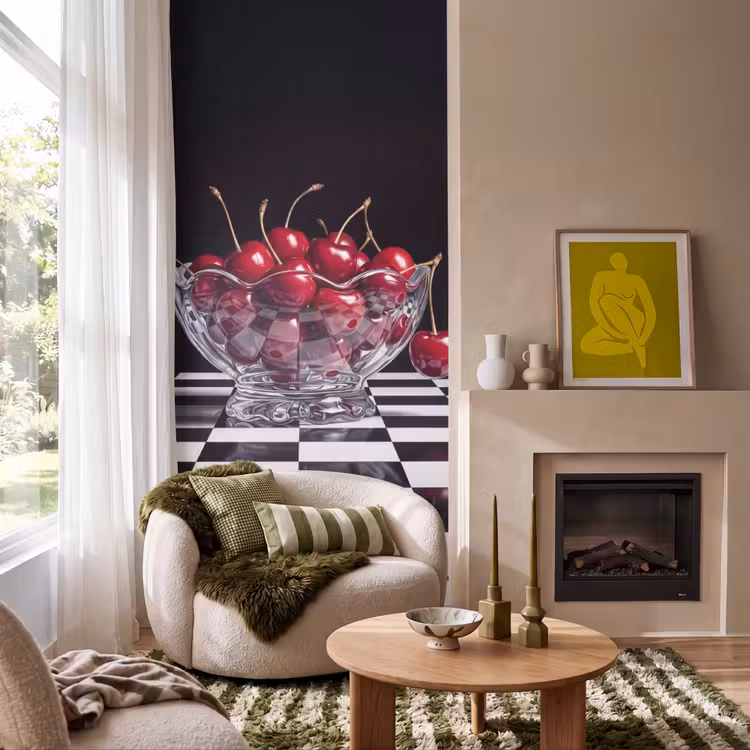Behang - Eten - Kersen - Rood - Eten - Kersen - Rood Behang Vlies klein