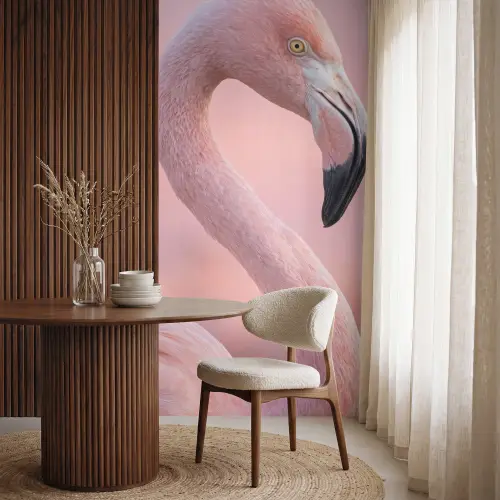 Flamingo - Portret - Roze Behang Vlies klein -sfeer1