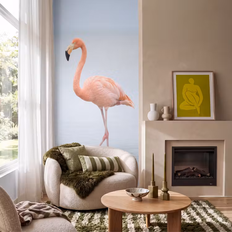 Flamingo - Zee - Roze Behang Vlies klein -sfeer2