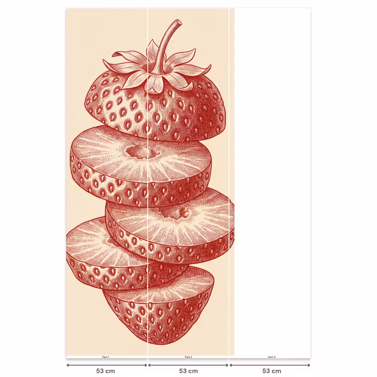 Fruit - Gesneden - Illustratie - Rood - Vintage Behang Vlies klein -USP_banen