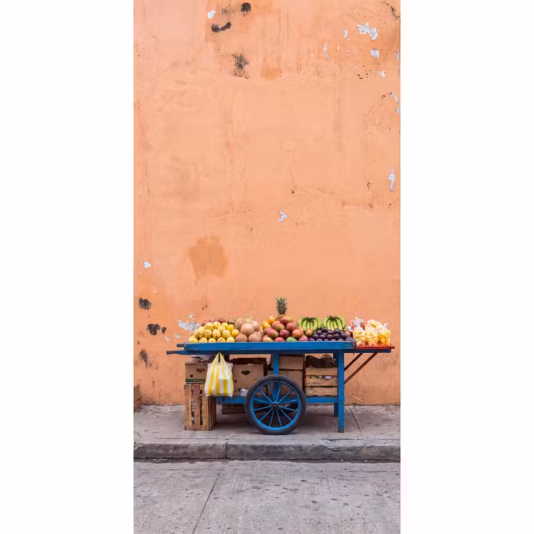 Behang - Fruit - Kar - Straat - Fruit - Kar - Straat Behang Vlies klein