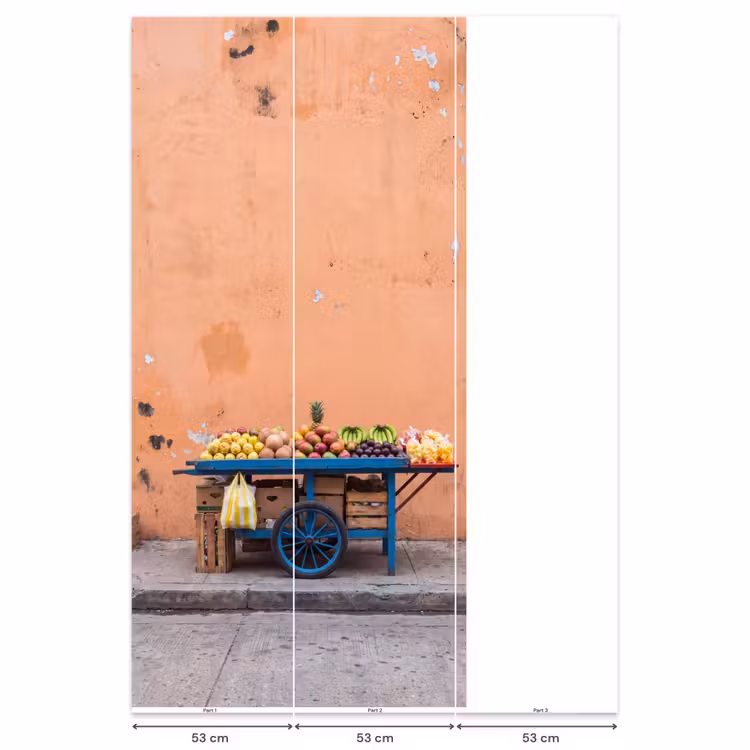Behang - Fruit - Kar - Straat - Fruit - Kar - Straat Behang Vlies klein