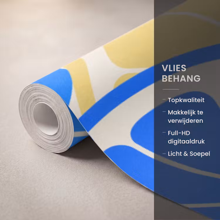 Fruit - Schijven - Patroon - Modern - Blauw - Geel Behang Vlies klein -USP_closeupNL