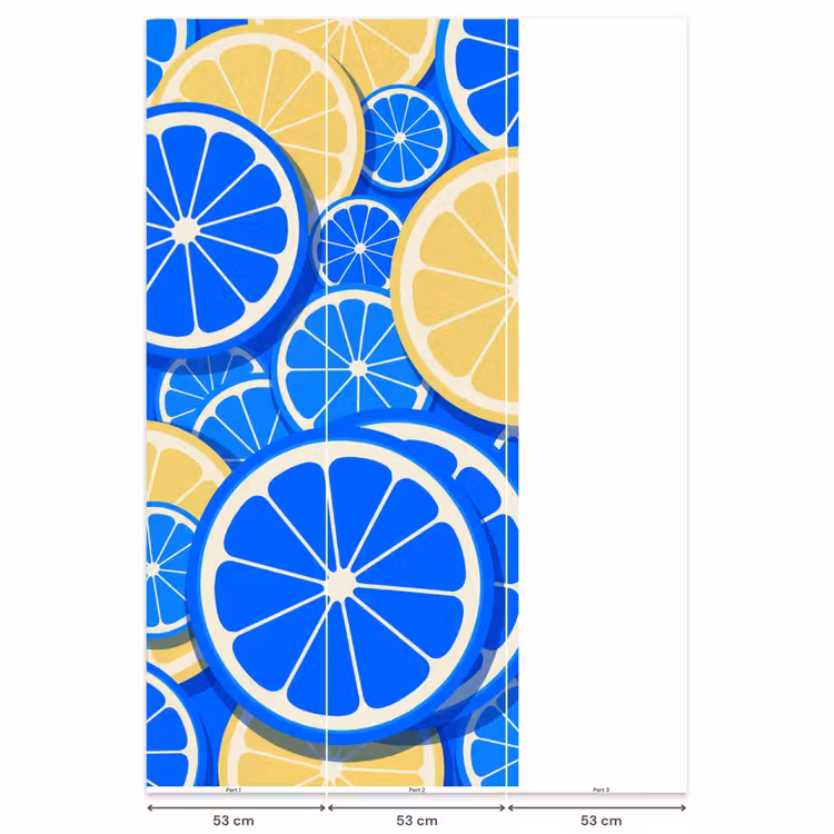 Fruit - Schijven - Patroon - Modern - Blauw - Geel Behang Vlies klein -USP_banen