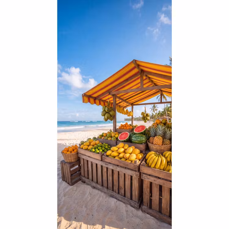 Behang - Fruit - Strand - Tropisch - Fruit - Strand - Tropisch Behang Vlies klein