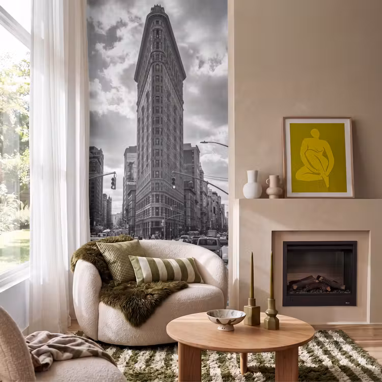 Gebouw - Hoogbouw - Stad - Architectuur - Zwart-wit Behang Vlies klein -sfeer2