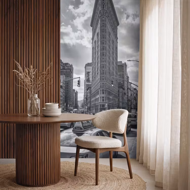 Gebouw - Hoogbouw - Stad - Architectuur - Zwart-wit Behang Vlies klein -sfeer1