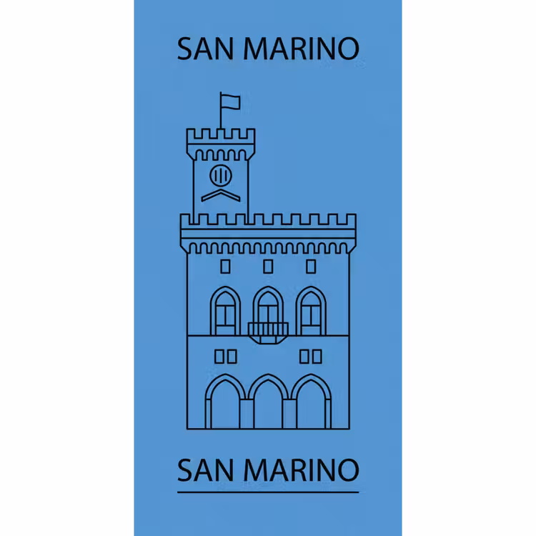 Gebouw - San Marino - Architectuur - Lijntekening - Blauw Behang Vlies klein -3d_website