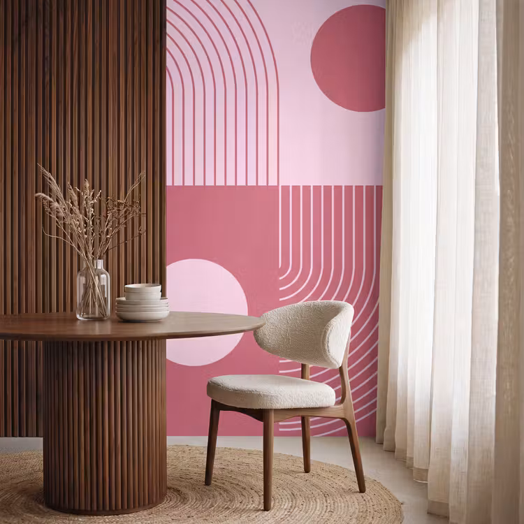 Geometrie - Patroon - Abstract - Roze - Modern Behang Vlies klein -sfeer1