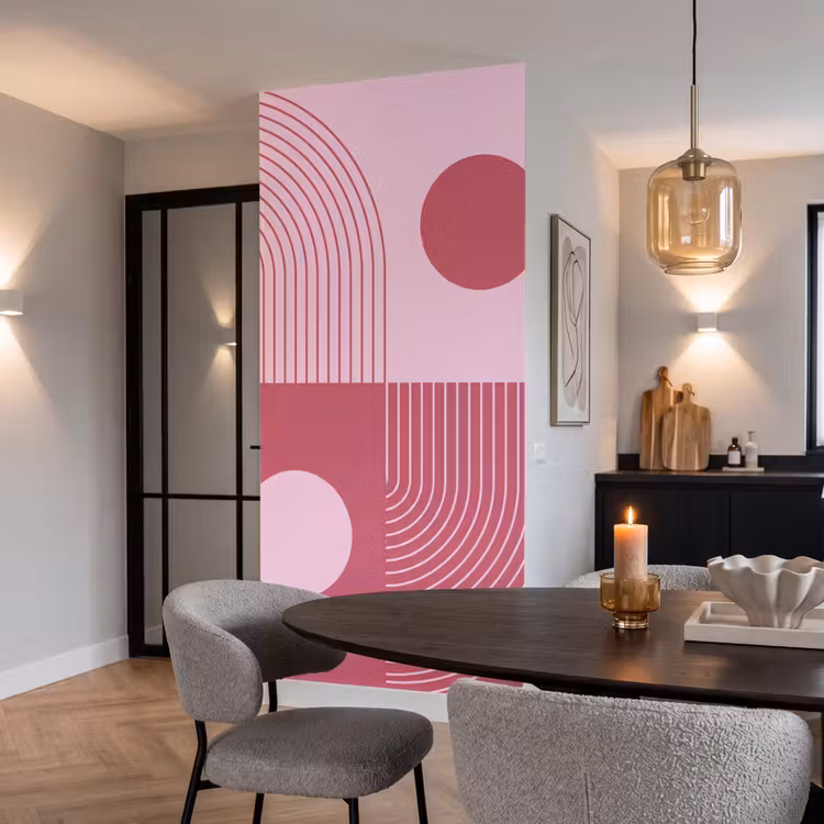 Geometrie - Patroon - Abstract - Roze - Modern Behang Vlies klein -sfeer3