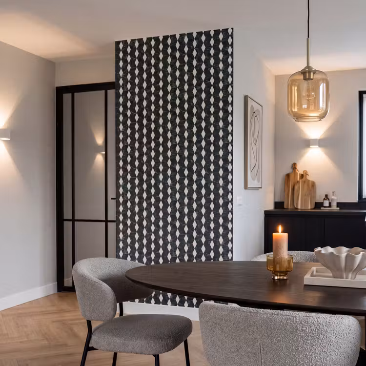 Geometrisch - Patroon - Marmer - Groen Behang Vlies klein 1076 -sfeer3