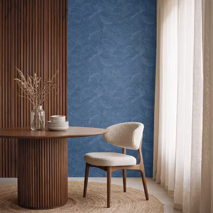 Golven - Textuur - Patroon - Blauw Behang Vlies klein 1076 -sfeer1