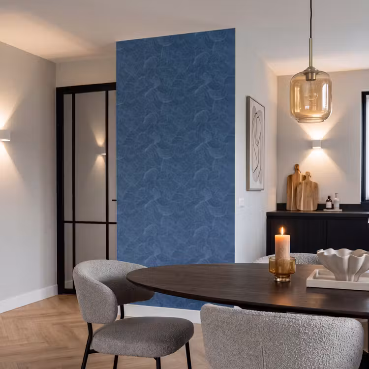 Golven - Textuur - Patroon - Blauw Behang Vlies klein 1076 -sfeer3