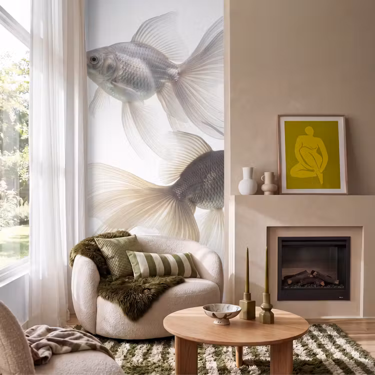 Goudvissen - Modern - Wit Behang Vlies klein -sfeer2