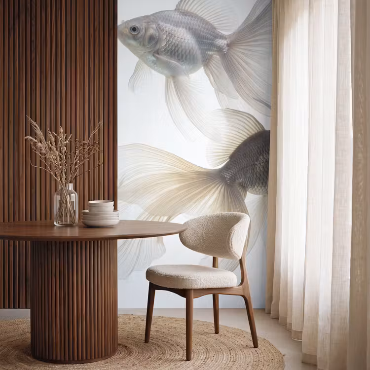 Goudvissen - Modern - Wit Behang Vlies klein -sfeer1
