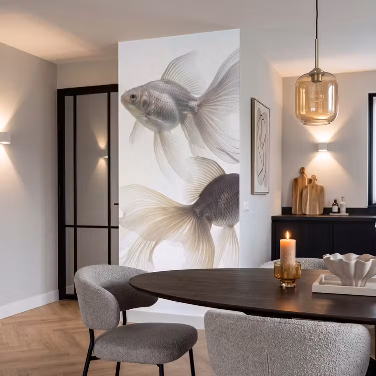 Goudvissen - Modern - Wit Behang Vlies klein -sfeer3