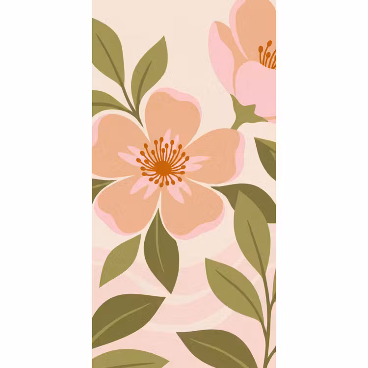 Grafisch - Bloemen - Roze Behang Vlies klein -3d_website