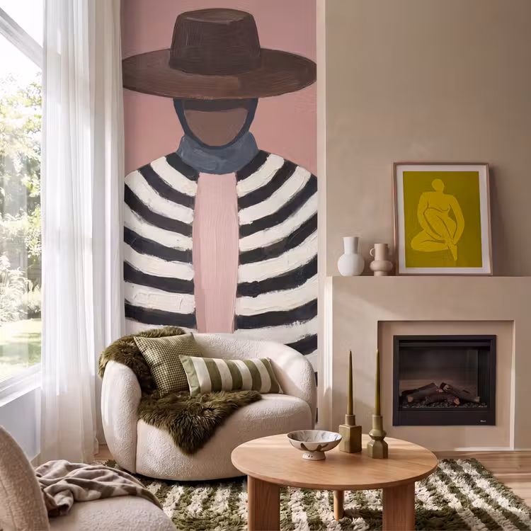 Grafisch - Vrouw - Roze Behang Vlies klein -sfeer2