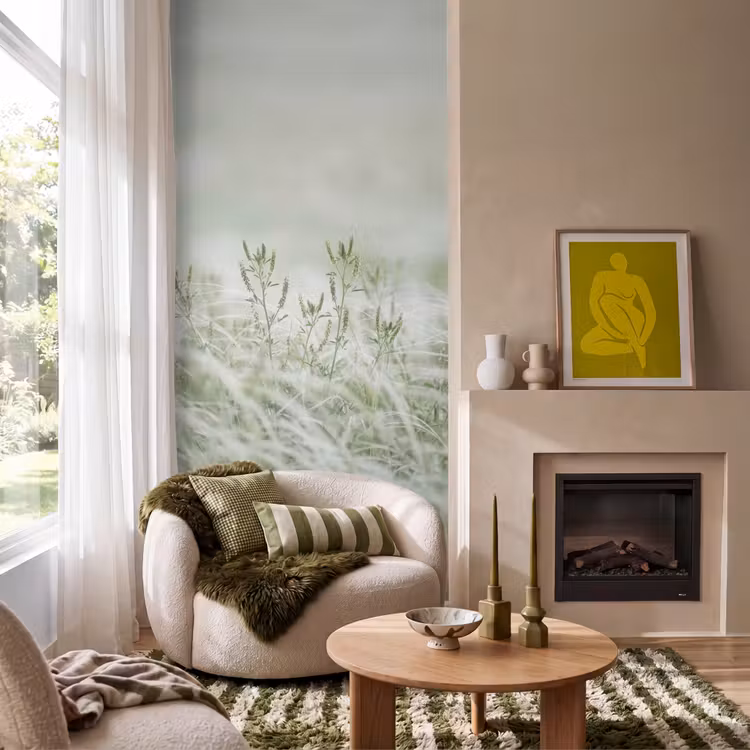 Grassen - Minimalistisch - Groen Behang Vlies klein -sfeer2