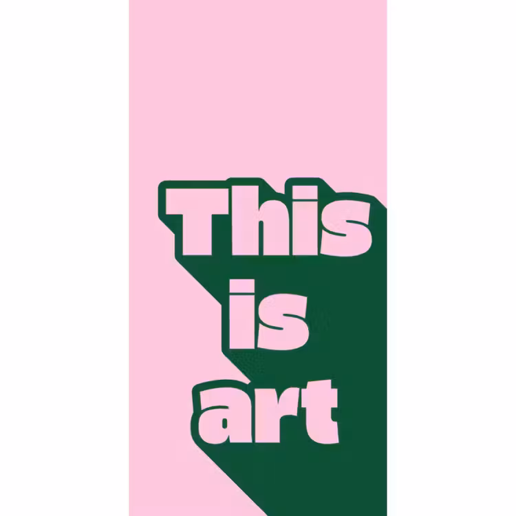 Groen - Tekst - This is art - Roze Behang Vlies klein -3d_website