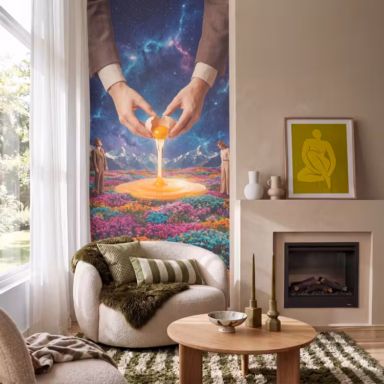 Behang - Handen - Ei - Surrealisme - Handen - Ei - Surrealisme Behang Vlies klein