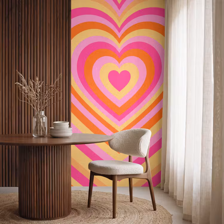 Hart - Concentrisch - Abstract - Liefde - Kleurrijk Behang Vlies klein -sfeer1