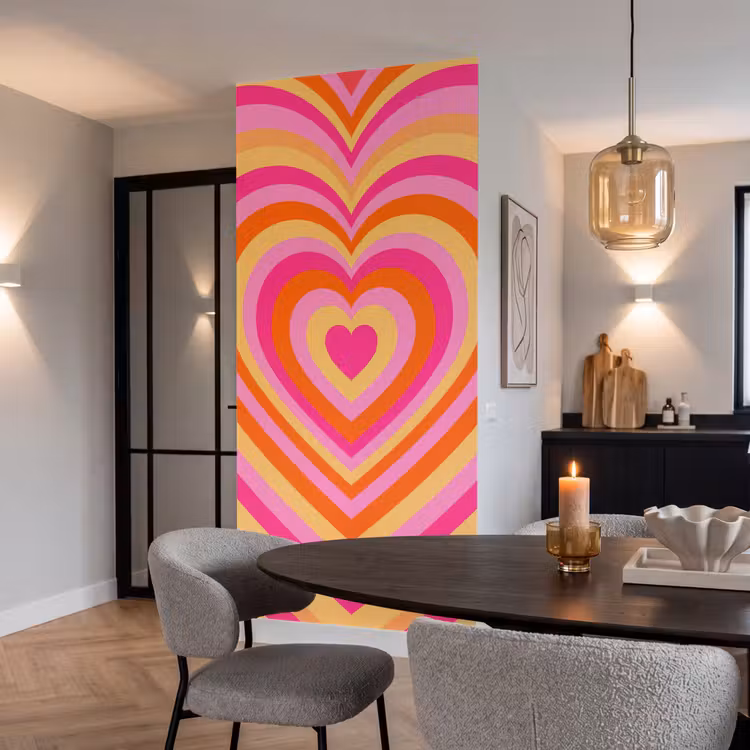 Hart - Concentrisch - Abstract - Liefde - Kleurrijk Behang Vlies klein -sfeer3