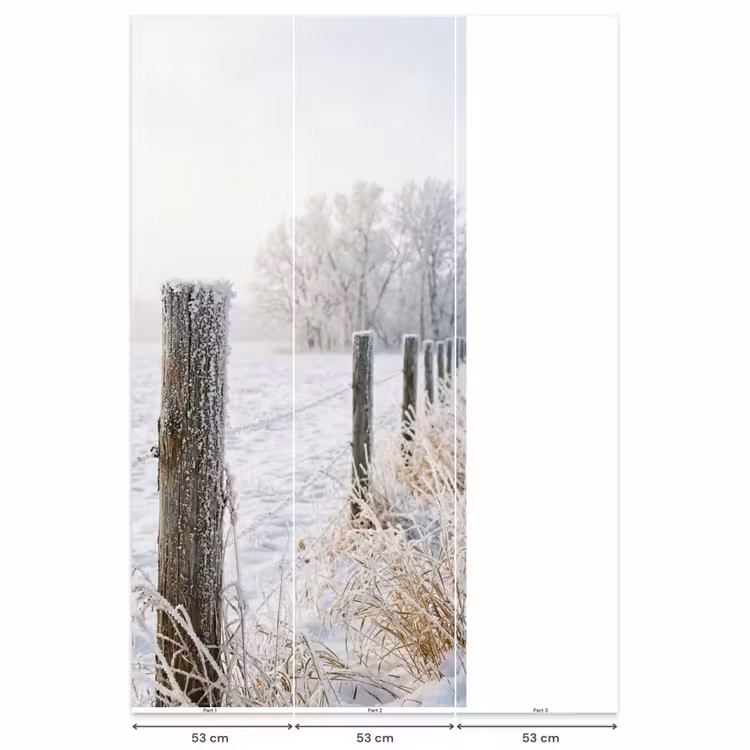 Hek - Sneeuw - Mist - Platteland - Nostalgisch Behang Vlies klein -USP_banen