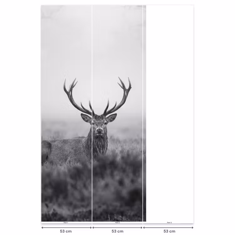 Hert - Mistig - Zwart - Wit Behang Vlies klein -USP_banen
