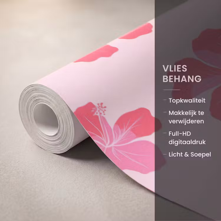 Hibiscus - Bloemen - Roze Behang Vlies klein 1076 -USP_closeupNL