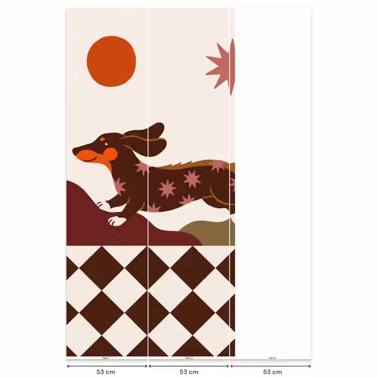 Hond - Abstract - Dieren - Modern - Bruin Behang Vlies klein -USP_banen