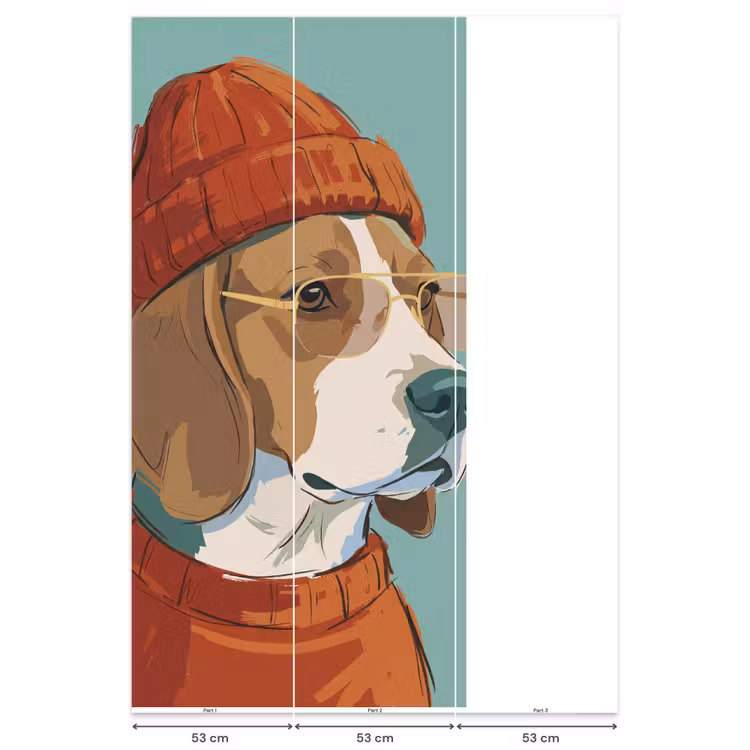 Hond - Beanie - Zonnebril - Dieren - Modern Behang Vlies klein -USP_banen