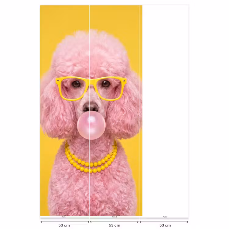 Hond - Kauwgum - Dieren - Modern - Roze Behang Vlies klein -USP_banen