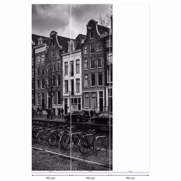 Huis - Gracht - Amsterdam - Architectuur - Zwart-wit Behang Vlies klein -USP_banen
