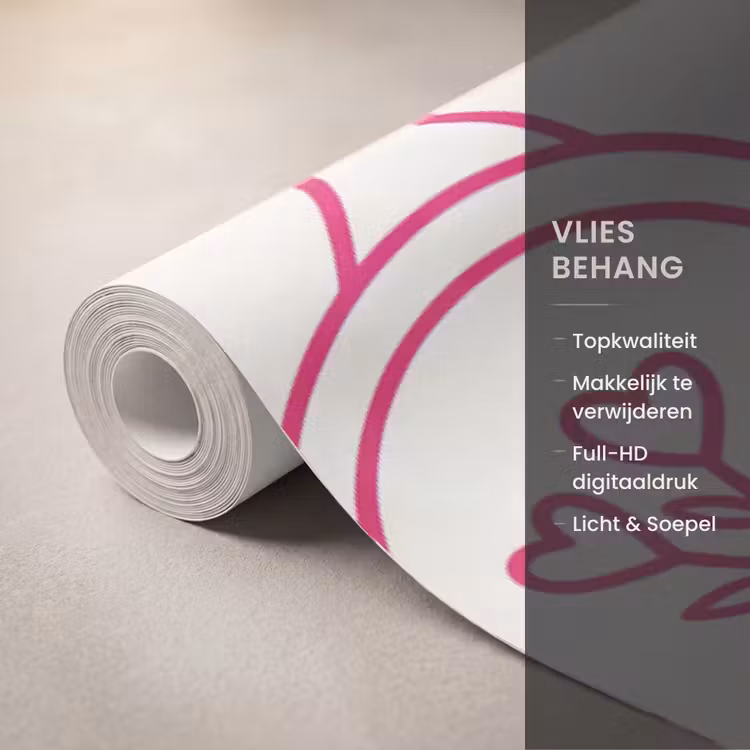Illustratie - Collectie - Kunst - Minimalistisch - Roze Behang Vlies klein -USP_closeupNL
