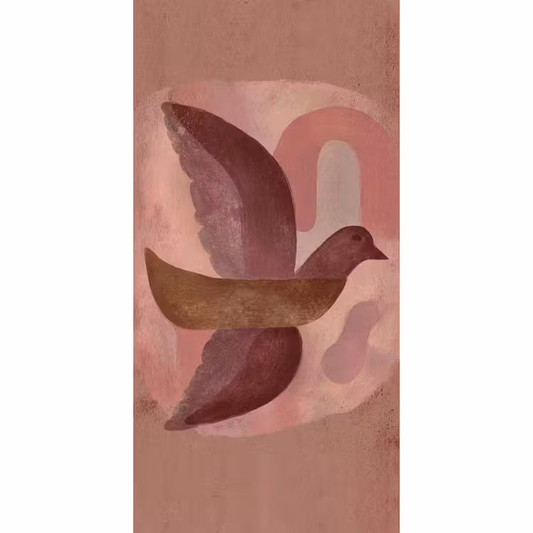 Illustratie - Vogels - Abstract - Roze Behang Vlies klein -3d_website