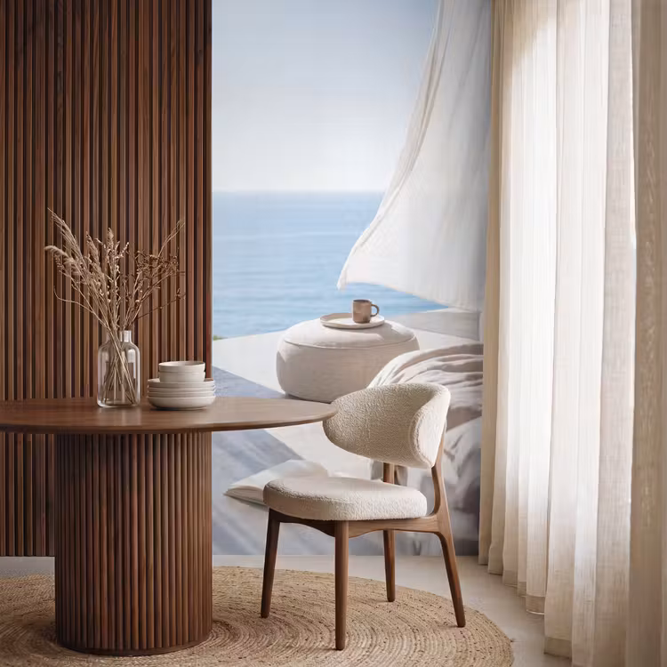 Interieur - Zeezicht - Modern - Rust - Beige Behang Vlies klein -sfeer1