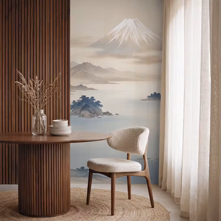 Japans - Landschap - Beige Behang Vlies klein -sfeer1