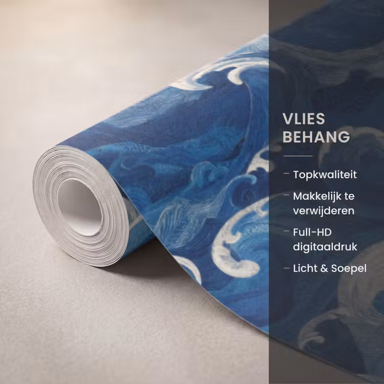 Japans - Oceaan - Golven - Blauw Behang Vlies klein 1076 -USP_closeupNL
